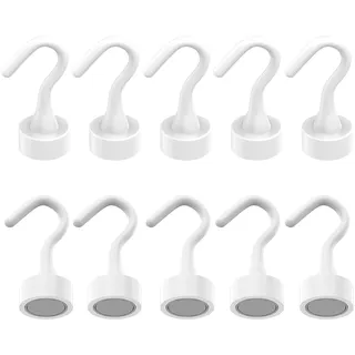 exatta 10 Stück Weiß Magnethaken Kunststoff,ABS Magnethaken Extra Starke, Mini Magnetische Haken für Küche Badezimmer Schlafzimmer Schlüsselhalter,Werkstatt