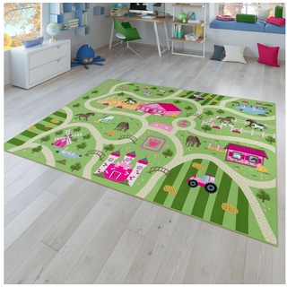 Kinderteppich Kinderteppich Spielteppich Für Kinderzimmer Landschaft, TT Home, quadratisch, Höhe: 4 mm grün