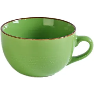 Große Kaffeetasse Keramik 700ml Tee Suppenschüssel Grün mit Griff