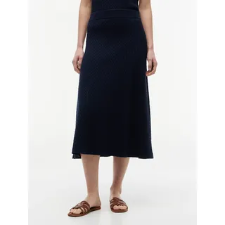 Strickrock TOMMY HILFIGER "CO CABLE FINE GG F&F SKIRT", Damen, Gr. M (40), blau (schwarz night navy), Strick, Obermaterial: 78% Baumwolle, 22% Polyamid, unifarben, regular fit lang, Röcke, Baumwollmischung, Zopfstrick