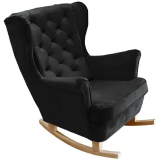 DomoHome Schaukelsessel, Schwarz, Holz, Echtholz,Buche, Rechteckig, 81x102x95 cm, Wohnzimmer, Sessel, Relaxsessel