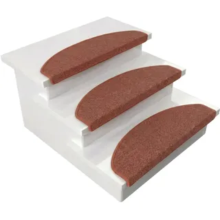 Floordirekt 1x Treppenstufen Matten, Stufenmatten innen für Treppe, Treppenteppich, selbstklebend, Teppich für Treppenstufen, Treppenschutz, Stufenteppich (London, Terra, 65x23 cm, Halbrund)
