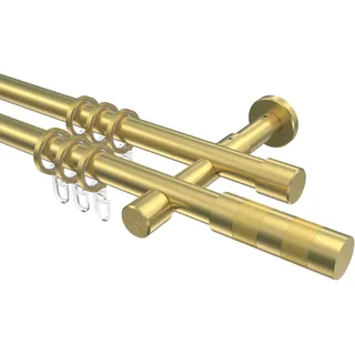 GARDINENSTANGE Prestige Mavell 260 cm (geteilt in 2 x 130 cm), 2-läufig, 20 mm Ø Messing-Optik