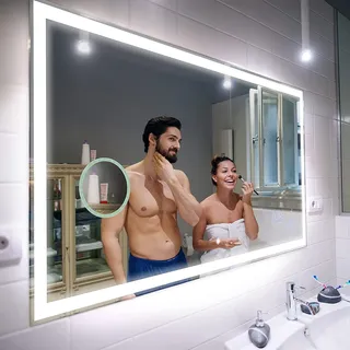 FORAM Badspiegel mit Beleuchtung - Led Spiegel Bad - 80x80 - Badezimmerspiegel Nach Maß - auf Individuelle Bestellung Gefertigt - Modernes Design - Ohne Rahmen