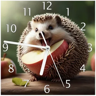 Wallario Wanduhr Lustiger Igel (Glasuhr) 20 cm x 20 cm