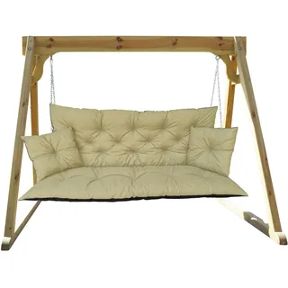 IN WOHO Hollywoodschaukel Auflage Outdoor Sitzkissen Gartenbankauflage Bankauflage Wasserabweisend Gartenbank Sitzkissen Bankkissen Sitzauflage Bank Palettenkissen mit 2 Kissen 120x60x50 Beige