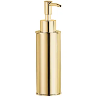 BGL Goldfarbener, verchromter Seifenspender aus Edelstahl mit ABS-Pumpe, inkl. zusätzlichem Ersatzkopf, 180 ml Kapazität, freistehend mit Innenliner für Badezimmer und Küche