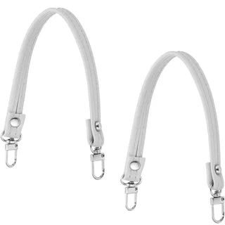 PATIKIL Lederhandtaschengriffriemen, 2 Stück 10 Zoll Lederhandtaschenriemen Ersatz DIY Damen Clutch Tasche Handtasche Top Griffriemen Reparaturzubehör Silber