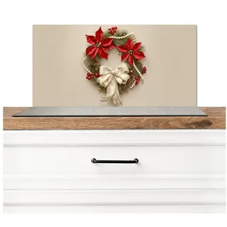 KitchenYeah Küchenrückwand Türkranz - Schleife - Weihnachten - Rot - Grün, (1-tlg), Rückwand Küche, Wandschutz, Deko, 70x30 cm grün|rot 70 cm x 30 cm