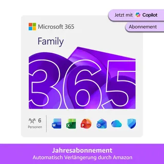 Microsoft 365 Family (Office-Apps inkl. Copilot-KI und 6 TB Cloudspeicher) ESD + PKC