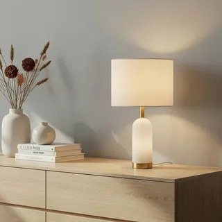 LINDBY Alabaster Weiß/Gold Ø 30 cm
