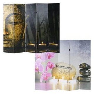 Mendler Paravent Buddha, innen, 5-teilig, Foto-Paravent, Holz / Textil, 200 x 180 cm