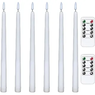 6 Stück LED Flammenloses Flackerndes Warmes Licht, Spitzkerzen mit 2 Fernbedienungen für die Hochzeitsdekoration zu Hause (2)