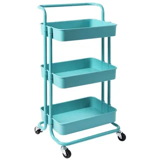 COSTWAY Servierwagen, Küchenwagen mit Rollen, 3 Regale, Metallrahmen grün