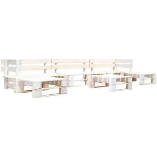 Vidaxl Gartenmöbelset Paletten 6-teilig Weiß