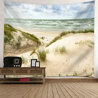 Beydodo Wandbehang Groß 260x240CM, Wandteppich Wandtuch Natur mit Strand und Meer Muster Wandvorhang Wanddeko für Schlafzimmer Wohnzimmer Wohnheim
