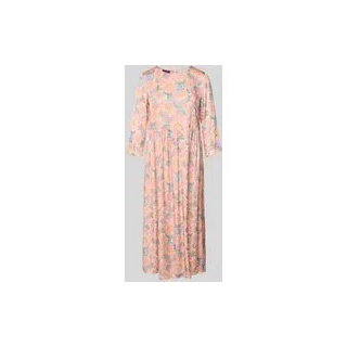 Midikleid aus Viskose mit Rundhalsausschnitt, Rosa, 38