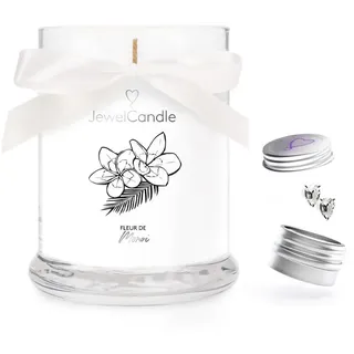 JuwelKerze Fleur de Monoi Duftkerze 40 Std mit Ohrringen Silber - Geschenk für