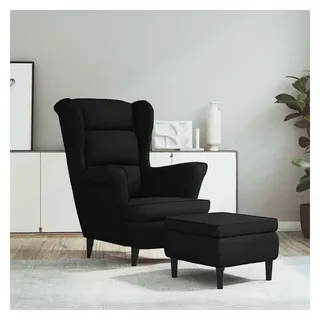 vidaXL Ohrensessel mit Hocker Samt 64 x 96 x 90 cm Schwarz