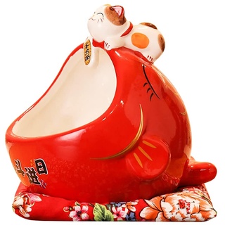 Pmkvgdy Keramik Katze SüßIgkeiten Box SüßE Katze Box Zur Aufbewahrung Spardose Chinesische Hause Dekor für Reichtum und