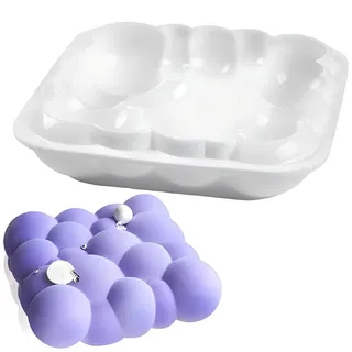 DUBENS Mousse-Kuchenform, Silikon Backform/Muffinform für Muffins, Cupcakes, Kuchen, Pudding, Eiswürfel und Gelee, Brotbackform, 3D Backformen DIY Mold (Blasen Wolke)