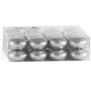 INNA-Glas Schwimmkerze 24er Set Schwimmende Kerzen Ornella, Silber, Ø 4,5cm, 4h silberfarben