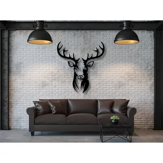 VAILLA Hirschkopf Wanddeko aus Holz 3D – Wandbild Wohnzimmer Schlafzimmer | MDF Sperrholz, Lasergeschnitten, Hirsch Geweih Tiermotiv, 5 Größen, Braun Schwarz Gold, personalisierbar, Eingang Flur Küche