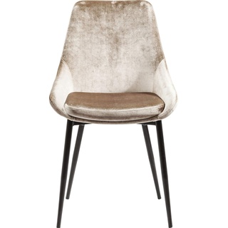 Kare Design Stuhl East Side Pearl, Beige, Esszimmerstuhl, Samtoptik, Stahlfüße, 95x52x63 cm (H/B/T)