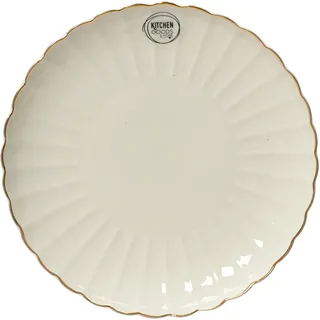 Kaemingk Frühstücksteller Porzellan 26,6cm - Teller mit Relief & Goldrand - Geschirr Speiseteller Kuchenteller Dessertteller - Frühstücksgeschirr Essteller Weiß Gold