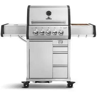BURNHARD® Gasgrill Earl 3-Brenner Edelstahl, mit Heckbrenner 3,5 kW & Infrarotbrenner 4,5 kW, mit Edelstahl Grillrosten silberfarben