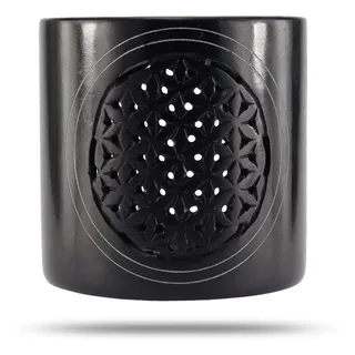 Budawi® Speckstein Räucherstövchen Blume des Lebens Räuchergefäß Duftstövchen Duftlampe mit Sieb