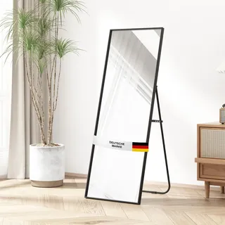 Albatros Ganzkörperspiegel –Rechteckig Spiegel mit schwarzem Rahmen - Standspiegel oder großer Wandspiegel im modernen Design, 140 x 50 cm groß – hochwertiges und nachhaltiges Glas