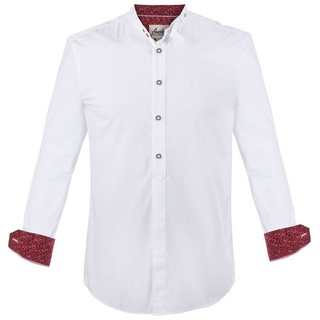 FUCHS Trachtenhemd Hemd Albert weiß-weinrot mit Stehkragen weiß XL