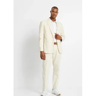 bonprix Anzug aus luftigem Leinen-Mix in Regular Fit (2-tlg.Set), beige, Gr.48, Modischer 2teiliger Leinenanzug bestehend aus Sakko und Hose, aus Leinen