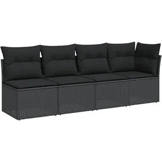 vidaXL Gartensofa 4-Sitzer Loungesofa schwarz
