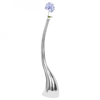 KADIMA DESIGN Handgemachte Silber Aluminium Vase - 124 cm, S-förmig, Für Einzelblumen, Modern, KADIMA DESIGN