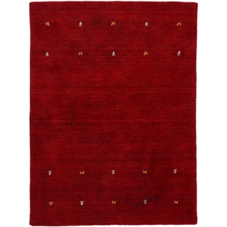 Wollteppich CARPETFINE "Gabbeh Uni" Teppiche Gr. B/L: 200 cm x 250 cm, 15 mm, 1 St., rot Orientalische Muster