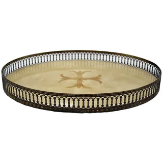 Signature Home Collection Dekotablett Vintage Tablett mit Lilienmotiv – oval & dekorativ 40x30 cm (1 St), handgefertigt mit Lilie bedruckt, ideal als Dekotablett beige
