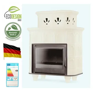 Kaminofen Kachelofen Hellbrunn Blmschv2 11kW klassisches Design Beige - Beige