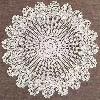 Honseadek Handgefertigte runde Vintage-Tischdecke, gehäkelt, hohl, gestrickt, Baumwolle, Spitze, Tischdeckchen für Hochzeiten, Partys für verschiedene Anlässe (75–80 cm, Beige)