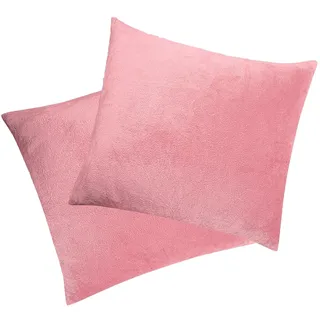 Soifox 2er-Set Kissenbezug 40x40 cm - Samt Zierkissenbezüge Superweich Flauschig Kuschelig Kissenbezüge Dekorative Deko Kissen Sofakissen Lendenkissen Wurfkissenbezug Schlafzimmer Kissenhülle Rosa