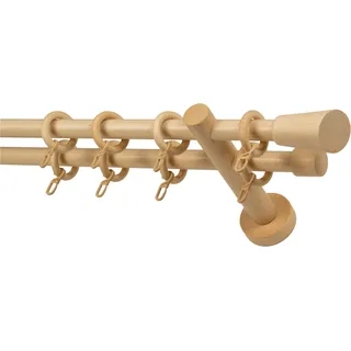 GARESA Gardinenstange GARESA "CLASSICO MOLIS", beige (natur), L:140cm, Gardinenstangen, Vorhanggarnitur, verlängerbar, Wandmontage, Keil, mit Ringe und Haken
