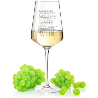 Leonardo Weinglas mit Gravur - Sollte, Müsste, Hätte, Könnte, Wein! - Lustiges Spruchglas als Geschenk für Weinliebhaber - Geschenke für Sie & Ihn - Geeignet für Rotwein & Weißwein - Farbe: Puccini
