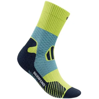 Bauerfeind Trail Run Mid Cut Socken 38 Gelb/Grün