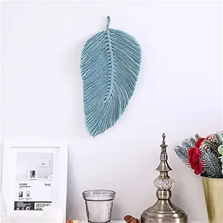 RAILONCH 2 Stück Makramee Wandbehang Boho Deko, Blatt Wandteppich Gewebte Tapisserie, Tapestry Wandteppiche für Schlafzimmer Wohnzimmer Dekoration (Blau)