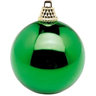 Deco Woerner Glänzende, grüne Weihnachtskugeln aus Kunststoff, 8 cm Ø - 12 Stück