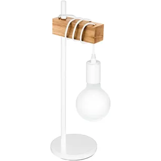 Weiß Helle Holz Moderne skandinavisch Tischlampe Nachtlampe 1x60W/E27