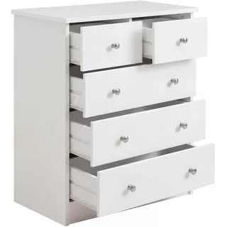 FineBuy Kommode 60 x 70 x 35 cm weiß 5 Schubladen