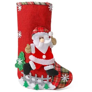 Vivi Idee Nikolausstiefel Nikolausstrumpf Groß 31cm, Weihnachtsstrumpf Weihnachtssocken Christmas Kamin deko bunt