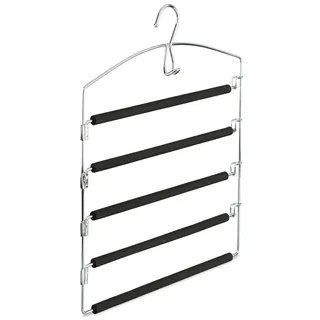 Relaxdays Mehrfach-Kleiderbügel Polsterung Schwarz/ Silber 5 St.
